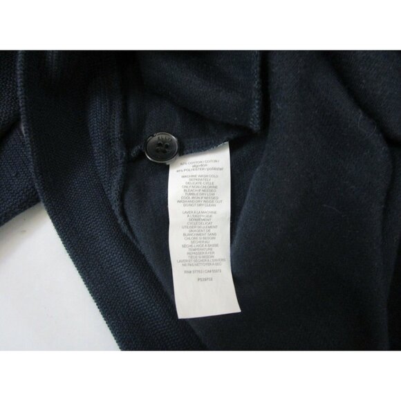 Perry Ellis Mens Sweater Sz XL Navy Blue Shawl Collar Long Sleeve Elbow Patches - Picture 6 of 7